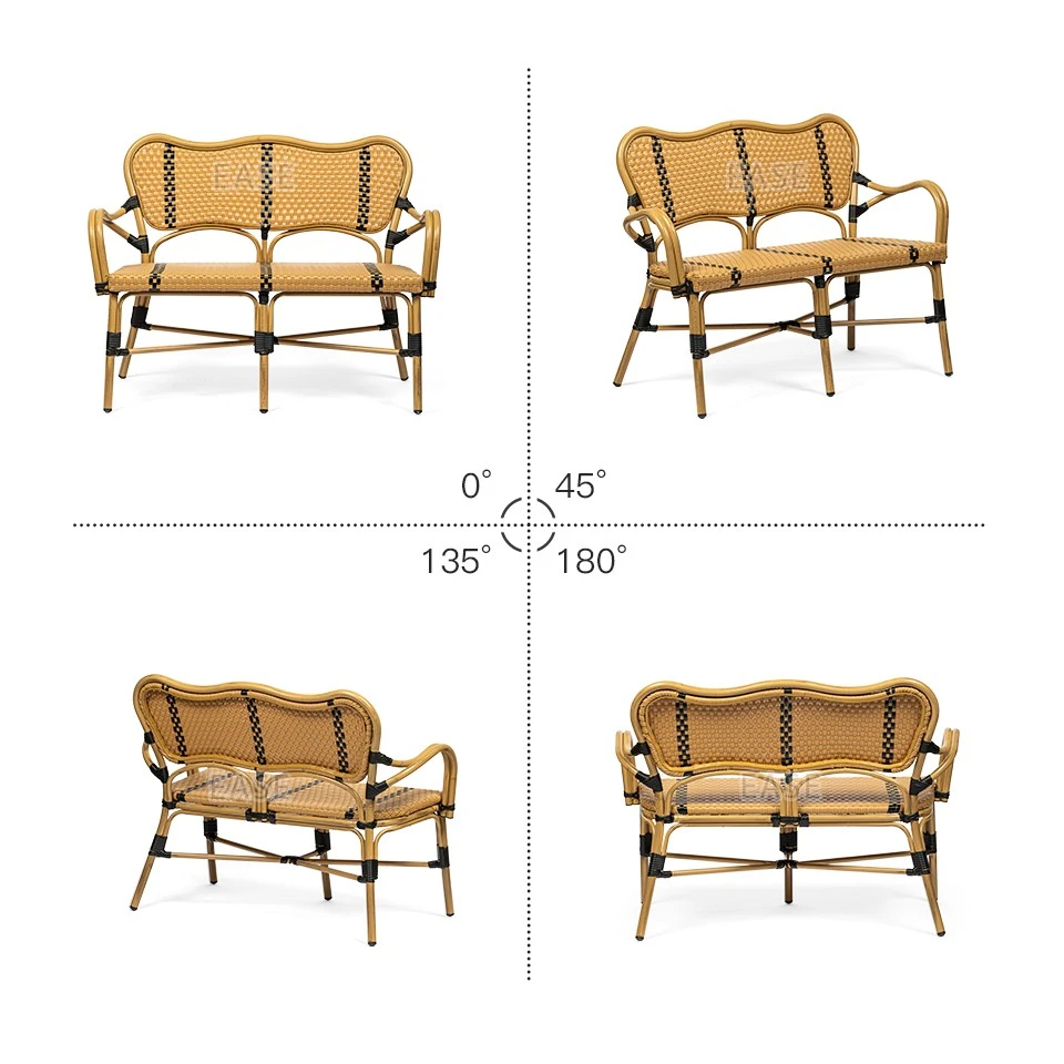 2 Seater Aluminum Rattan French Bistro Chairs best
