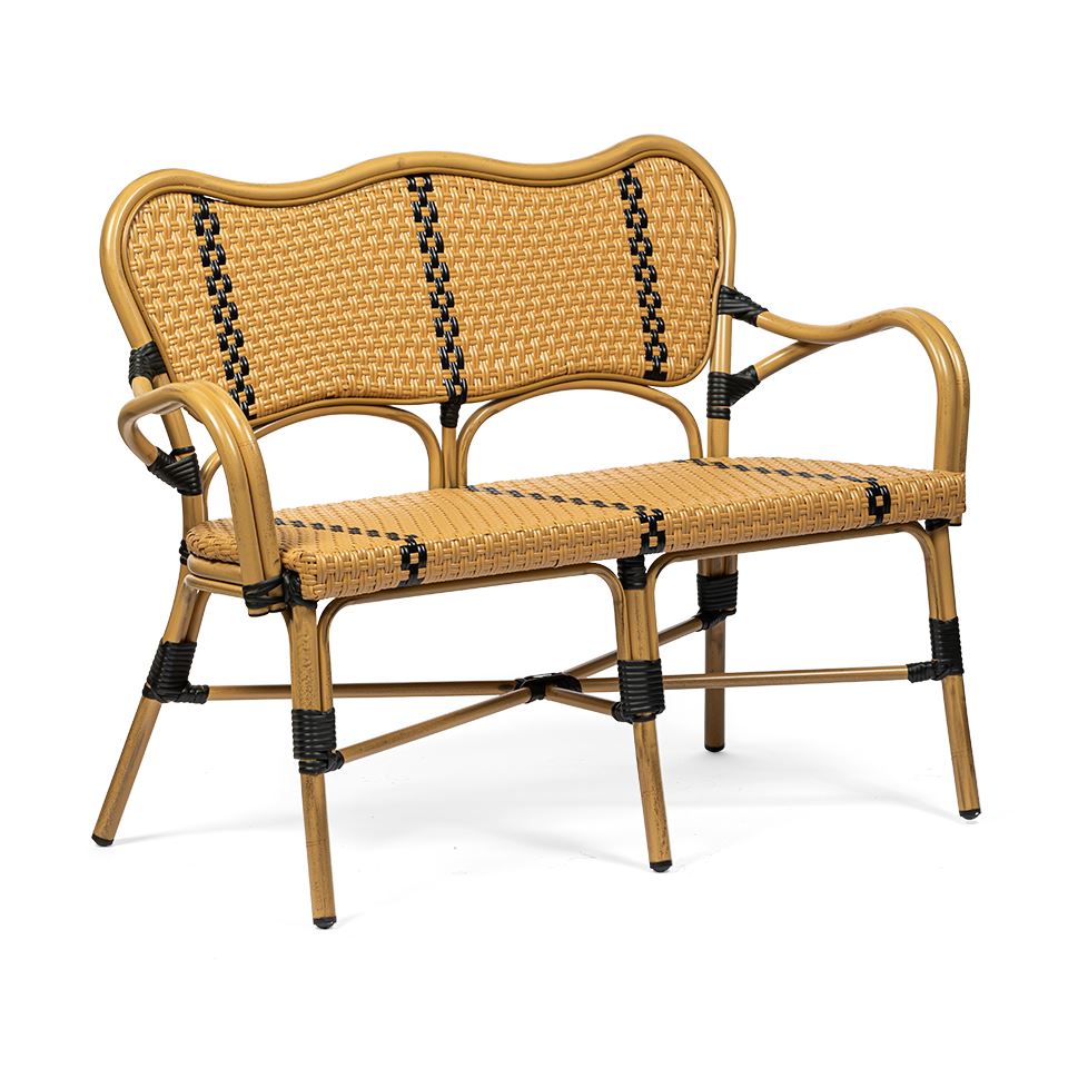 2 Seater Aluminum Rattan French Bistro Chairs