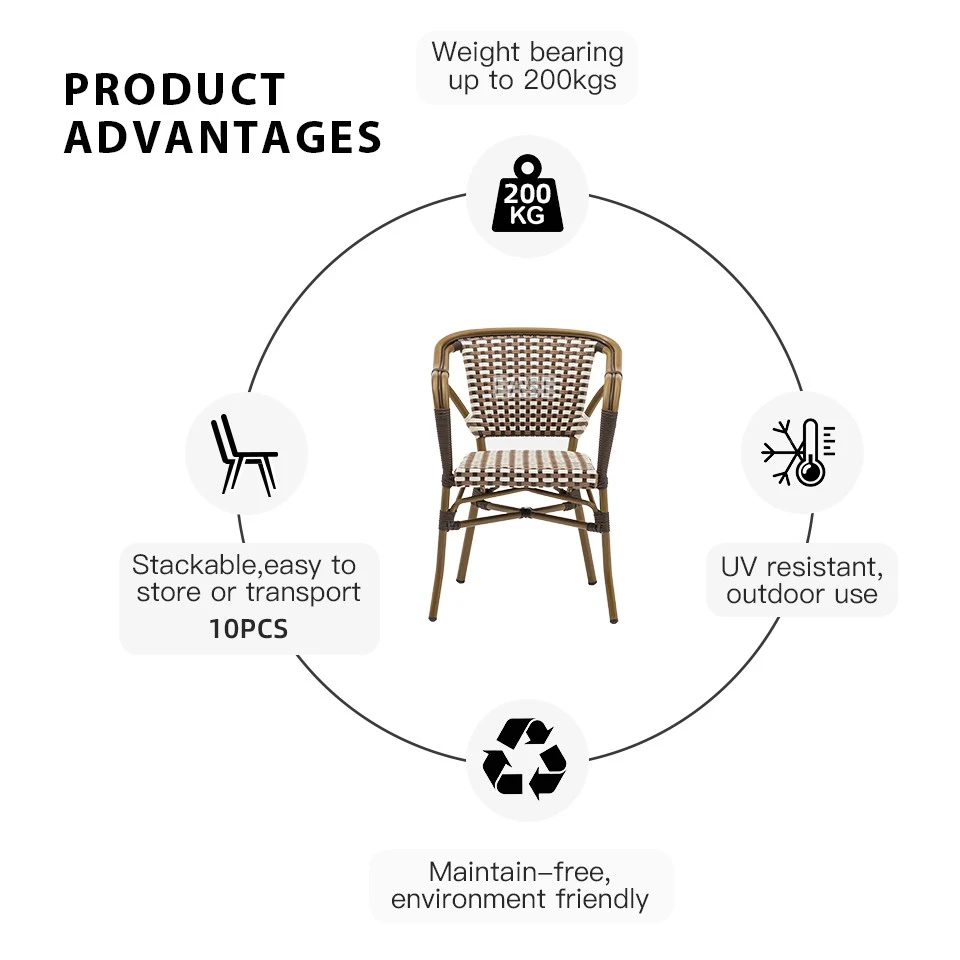 Aluminum Outdoor Classic French Bistro Chairs high quality