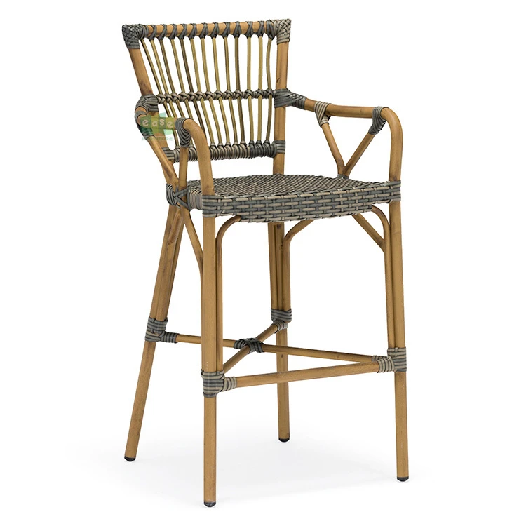 Aluminum Rattan Wicker Outdoor Bar Stools