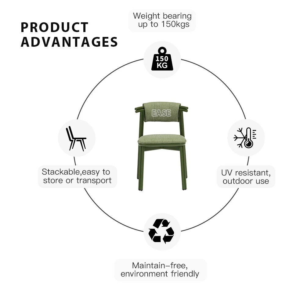 Aluminum Upholstered Green Restaurant Chairs high quality