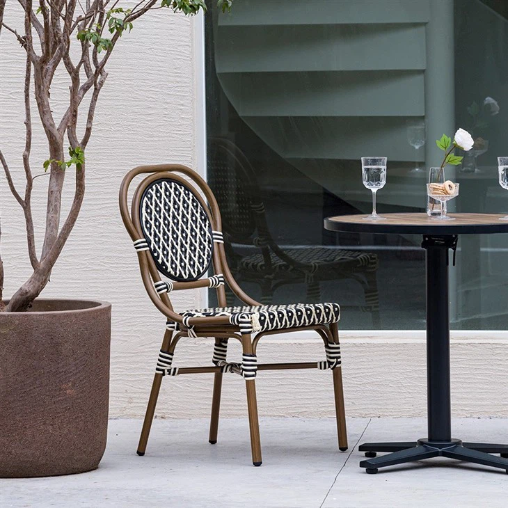 French Wicker Rattan Chair Patio Garden Bistro Chair