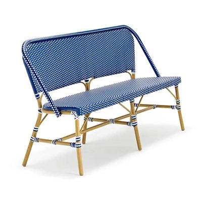 Aluminum Blue And White Rattan Outdoor Sofas