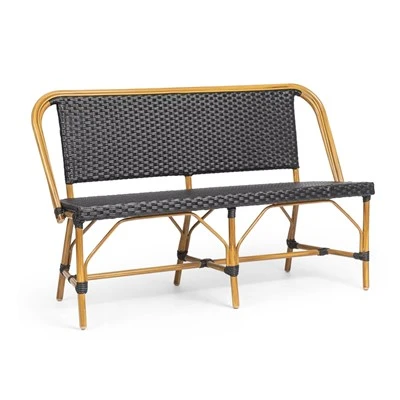 Bistro Aluminum Black Rattan Outdoor Sofas