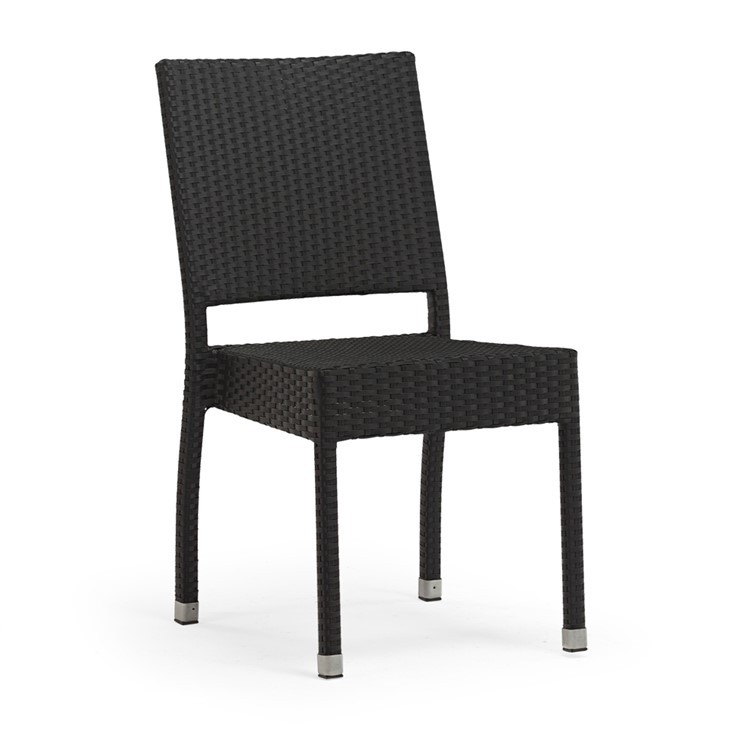 Stacking Black Rattan Wicker Aluminum Chairs