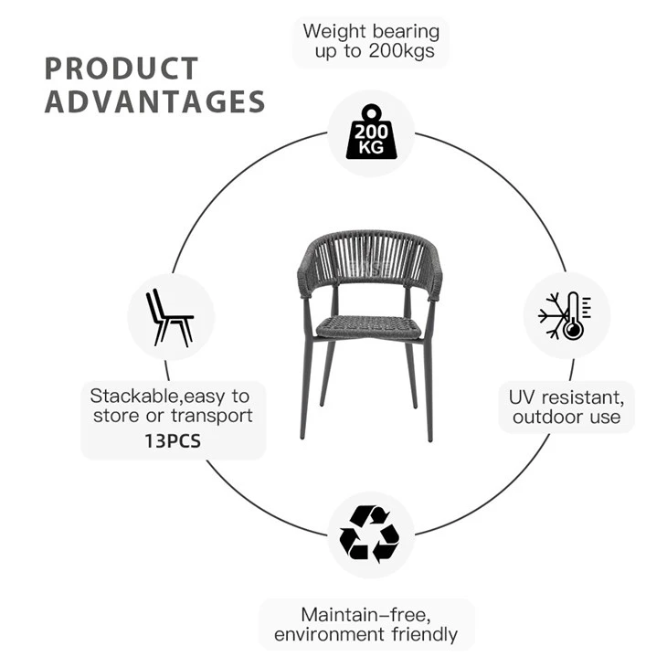 Outdoor Restaurant Coffee Furniture Rope Garden Dining Chair